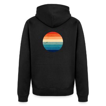 Retro Vintage 70er Jahre Sonne Abstrakt T-Shirt - Unisex Premium Organic Zip Hoodie - black - Back - Nico (187cm)