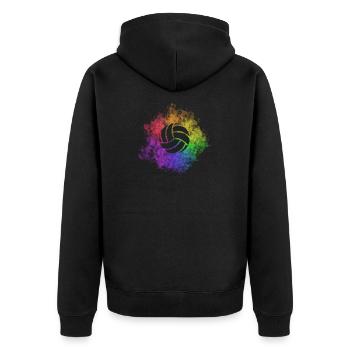 Volleyball Sport - Unisex Premium Bio Zip Hoodie - Schwarz - Hinten - Nico (187cm)