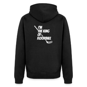 Idée cadeau Floorball King of floorball - Veste à capuche bio Premium Unisexe - noir - Dos - Nico (187cm)
