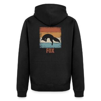 Fuchs Fox - Unisex Premium Bio Zip Hoodie - Schwarz - Hinten - Nico (187cm)
