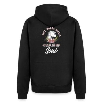 Gift Horse Dog Lover print | Dirt Horse Smell & - Unisex Premium Organic Zip Hoodie - black - Back - Nico (187cm)
