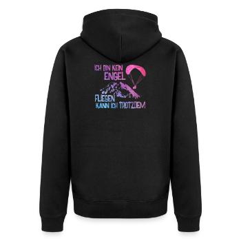 Paragliding Gleitschirm fliegt - Unisex Premium Bio Zip Hoodie - Schwarz - Hinten - Nico (187cm)