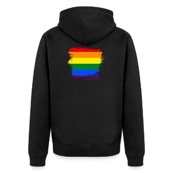 Drapeau arc-en-ciel LGBT - Veste à capuche bio Premium Unisexe - noir - Dos - Nico (187cm)
