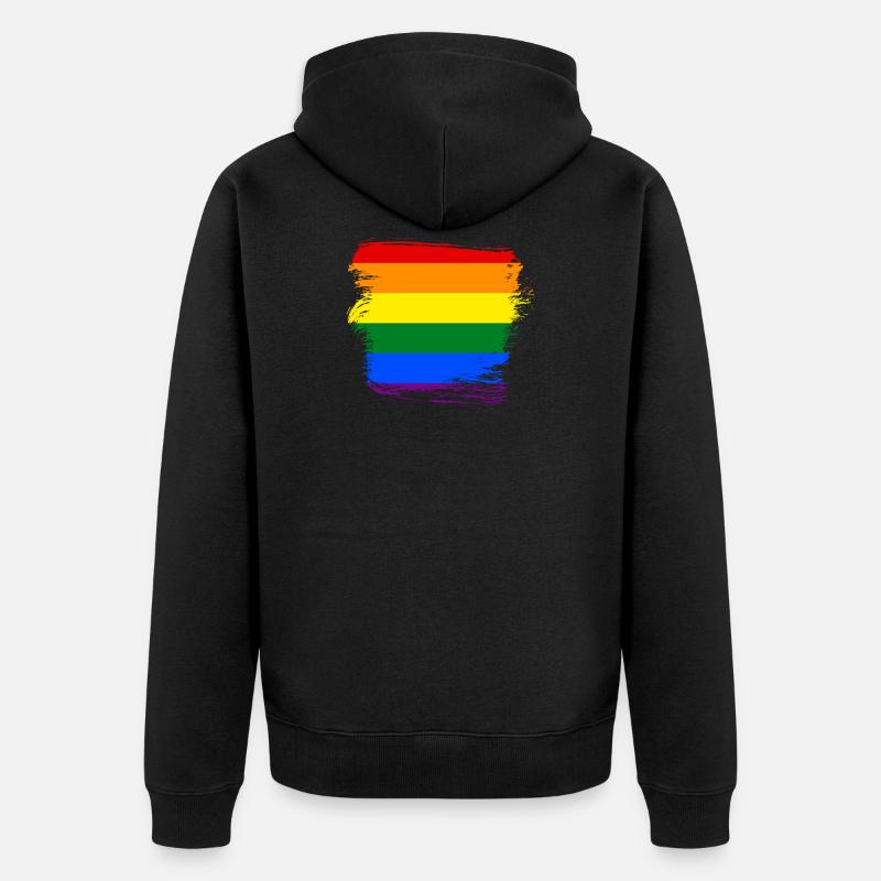 Drapeau arc-en-ciel LGBT - Veste à capuche bio Premium Unisexe - noir