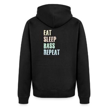 Bassist Musiker Kontrabass Tuba Geschenk Fagott - Unisex Premium Bio Zip Hoodie - Schwarz - Hinten - Nico (187cm)
