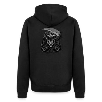 Reaper Dark Skeleton Angel of Death Skull Gift - Unisex Premium Organic Zip Hoodie - black - Back - Nico (187cm)