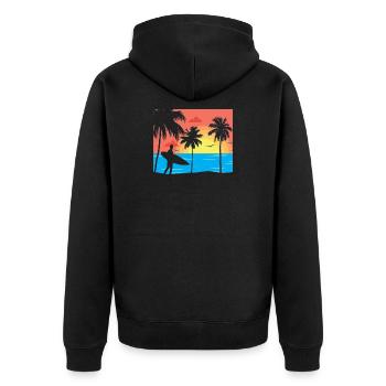Surfer am Strand - Unisex Premium Organic Zip Hoodie - black - Back - Nico (187cm)