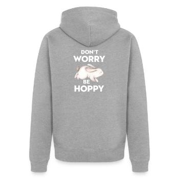 rabbit - Unisex Premium Organic Zip Hoodie - heather grey - Back - Nico (187cm)