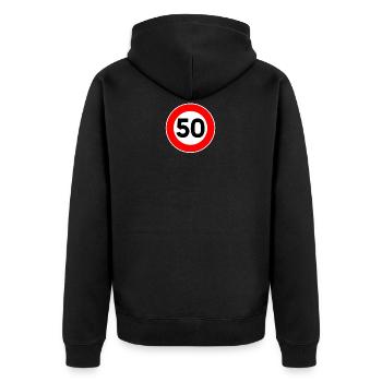 50th birthday 50 years traffic sign gift - Unisex Premium Organic Zip Hoodie - black - Back - Nico (187cm)