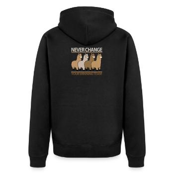 Alpaka Alpakas Winning Team Teamwork Geschenk - Unisex Premium Bio Zip Hoodie - Schwarz - Hinten - Nico (187cm)