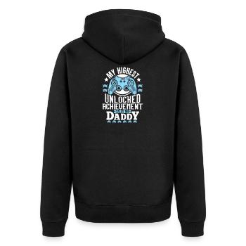 My Highest Unlocked Achievement Calls Me Daddy - Unisex Premium Organic Zip Hoodie - black - Back - Nico (187cm)