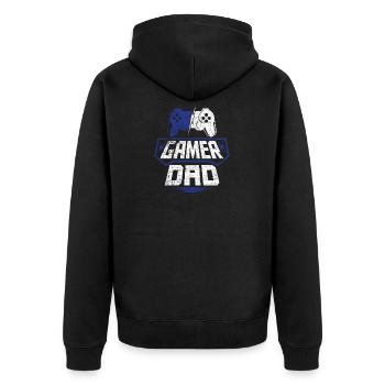 Gamer Dad - Unisex Premium Bio Zip Hoodie - Schwarz - Hinten - Nico (187cm)