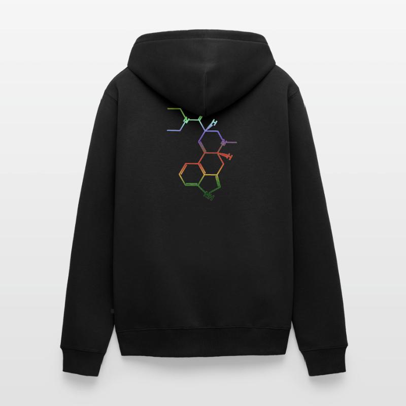 Molécule de formule structurelle LSD A. Hofmann Bicycle Day Veste à capuche bio Premium Unisexe