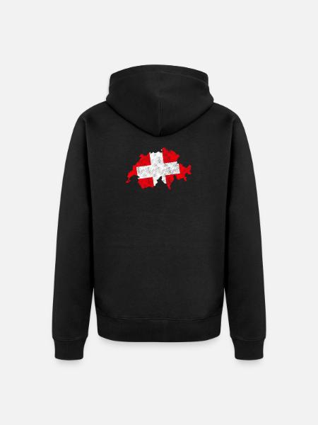 Schweiz Retro - Unisex Premium Bio Zip Hoodie - Schwarz