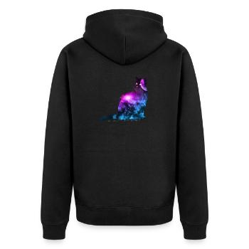 Universe Cat Space Celestial Galaxies Cosmos Gift - Unisex Premium Bio Zip Hoodie - Schwarz - Hinten - Nico (187cm)
