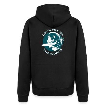 Travel World Flugzeug Travail Tour Traveler Geschenk - Unisex Premium Bio Zip Hoodie - Schwarz - Hinten - Nico (187cm)