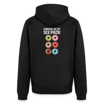 Funny Donut Design - Working on My SIX PACK - Veste à capuche bio Premium Unisexe - noir - Dos - Nico (187cm)
