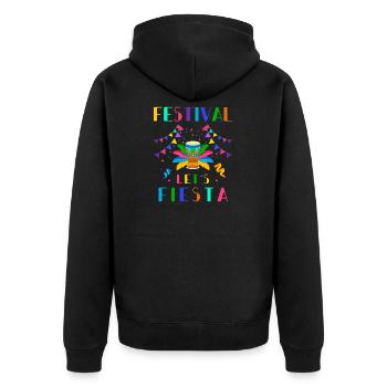 Festival - Unisex Premium Bio Zip Hoodie - Schwarz - Hinten - Nico (187cm)