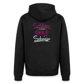 COOLES SCHLAGER GRUPPENSHIRT PARTY GRUPPE GESCHENK - Unisex Premium Bio Zip Hoodie - Schwarz - Hinten - Nico (187cm)