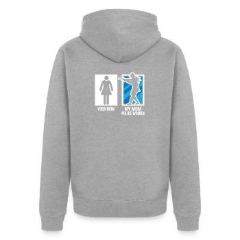 Logo police policier maman maman - Veste à capuche bio Premium Unisexe - gris chiné - Dos - Nico (187cm)