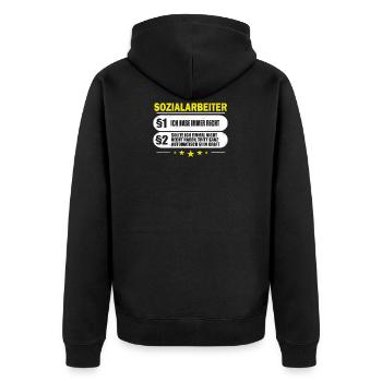 Sozialarbeiter - Ich habe immer Recht - Unisex Premium Bio Zip Hoodie - Schwarz - Hinten - Nico (187cm)