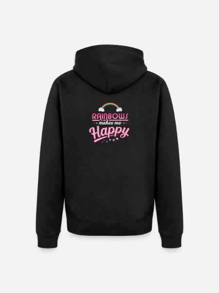 Rainbows makes me happy - Unisex Premium Organic Zip Hoodie - black