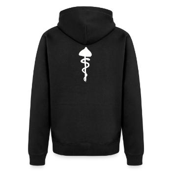 Pilz Schlange,Drogen Halluzination DMT Erleuchtung - Unisex Premium Bio Zip Hoodie - Schwarz - Hinten - Nico (187cm)