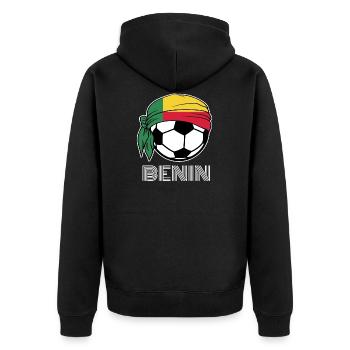 Benin Soccer Fans Kit 2019 Fußballfans, - Unisex Premium Bio Zip Hoodie - Schwarz - Hinten - Nico (187cm)