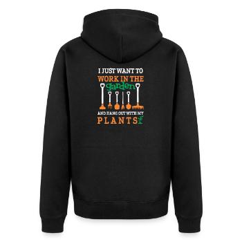 Lustige Gartenarbeit & Gartengeschenke, die ich gerade will - Unisex Premium Bio Zip Hoodie - Schwarz - Hinten - Nico (187cm)