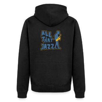 Saxophon - Unisex Premium Bio Zip Hoodie - Schwarz - Hinten - Nico (187cm)
