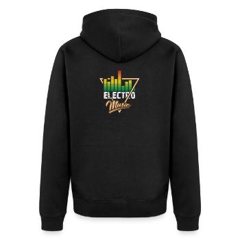 Electro Music Logo - Unisex Premium Bio Zip Hoodie - Schwarz - Hinten - Nico (187cm)