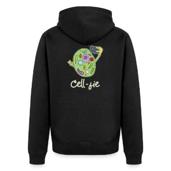 Funny Science Tee, Chemistry design, CellFie - Unisex Premium Organic Zip Hoodie - black - Back - Nico (187cm)