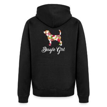 beagle - Unisex Premium Organic Zip Hoodie - black - Back - Nico (187cm)