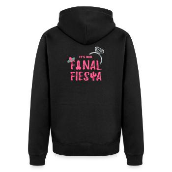 Junggesellinnenabschied Braut My Final Fiesta - Unisex Premium Bio Zip Hoodie - Schwarz - Hinten - Nico (187cm)