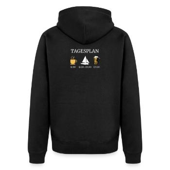 Segelboot Tagesplan Kaffee Bier Rente Segeln - Unisex Premium Bio Zip Hoodie - Schwarz - Hinten - Nico (187cm)