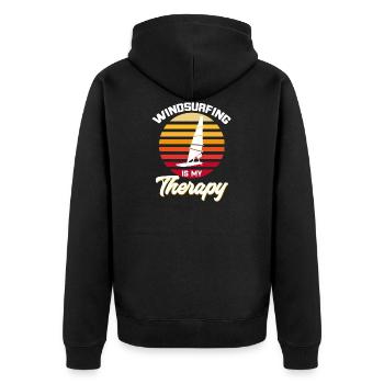 Surfers Windsurfers Le windsurf est ma thérapie - Veste à capuche bio Premium Unisexe - noir - Dos - Nico (187cm)