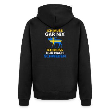 Schweden Elch Flagge Urlaub Liebe - Unisex Premium Bio Zip Hoodie - Schwarz - Hinten - Nico (187cm)
