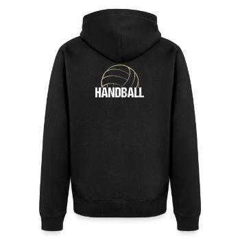 Handball - Beachball Volleyball Geschenk - Unisex Premium Bio Zip Hoodie - Schwarz - Hinten - Nico (187cm)