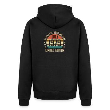 Born July 1979 Limited Edition 40th Birthday - Unisex Premium Organic Zip Hoodie - black - Back - Nico (187cm)
