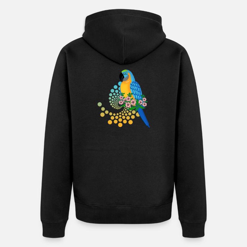 Perroquet avec des fleurs - Veste à capuche bio Premium Unisexe - noir