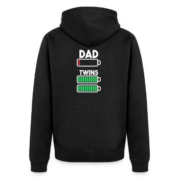Zwillinge - Unisex Premium Bio Zip Hoodie - Schwarz - Hinten - Nico (187cm)