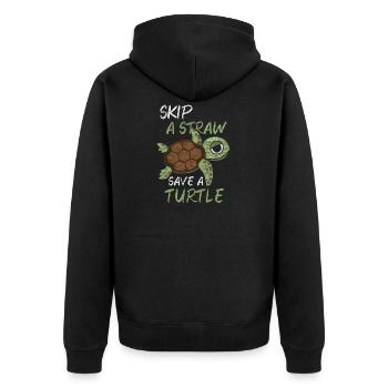 turtle - Unisex Premium Organic Zip Hoodie - black - Back - Nico (187cm)