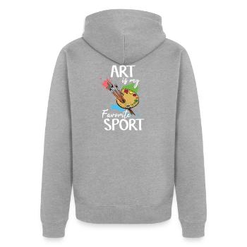Künstler Künstlerin Kunst Malerei - Unisex Premium Bio Zip Hoodie - Grau meliert - Hinten - Nico (187cm)