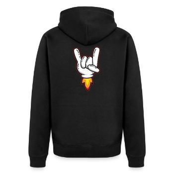 Rock and Roll Gesture Sign of the Horns - Unisex Premium Organic Zip Hoodie - black - Back - Nico (187cm)