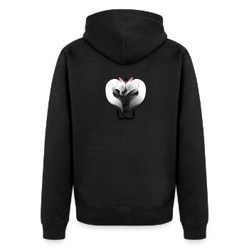 (2 Schlaf Katzen) - Unisex Premium Bio Zip Hoodie - Schwarz - Hinten - Nico (187cm)