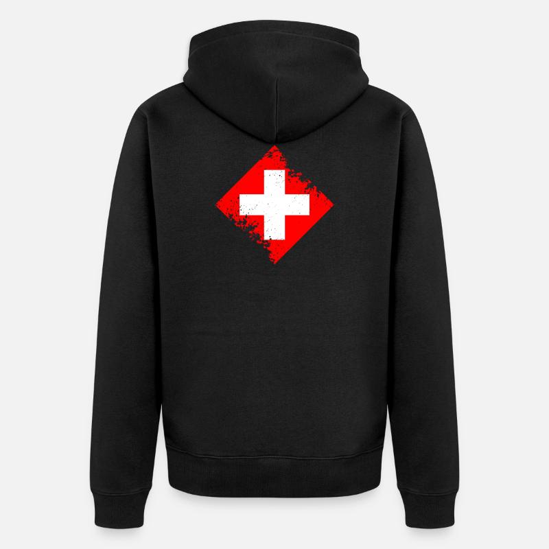 Suisse Drapeau - Veste à capuche bio Premium Unisexe - noir