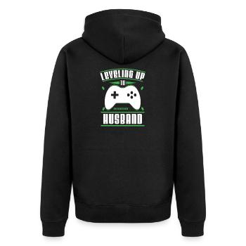Passage au niveau du mariage de mari Mariage Mariage Amour - Veste à capuche bio Premium Unisexe - noir - Dos - Nico (187cm)