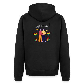 Homosexuelle Ehe - Unisex Premium Bio Zip Hoodie - Schwarz - Hinten - Nico (187cm)