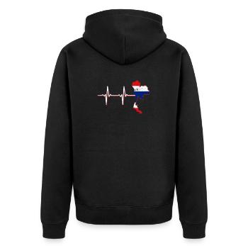 Thailand Map Heartbeat Bangkok Siam Kingdom Gift - Unisex Premium Organic Zip Hoodie - black - Back - Nico (187cm)