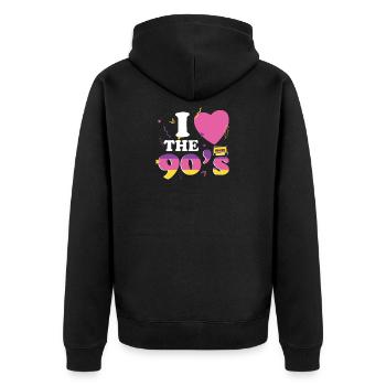 90er Jahre Disco Musik Party Kostüm 1990 90s Retro - Unisex Premium Bio Zip Hoodie - Schwarz - Hinten - Nico (187cm)